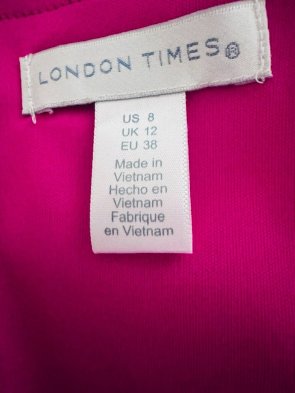 London Times Floral Sheath Dress Black Pink V-Neck Belted Pockets Sz 8 EUC - Picture 7 of 8